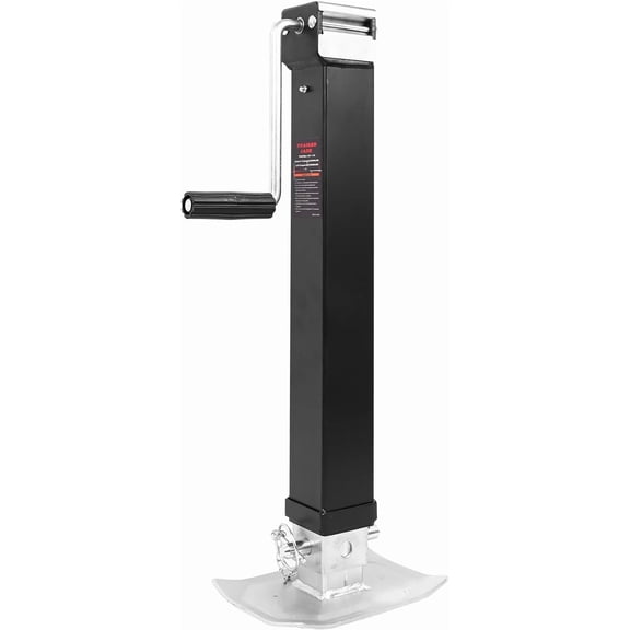 7000LB Heavy Duty Weld- Square Trailer Jack - 28" Lift (15" Screw Travel +13" Drop ), Sidewind Handle, Black  Coated Finish