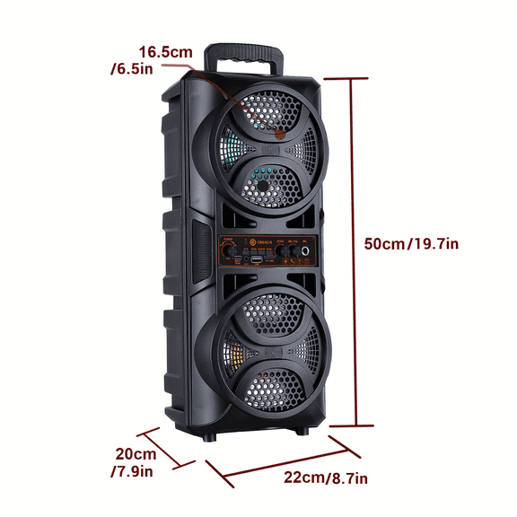 7000W Wireless Speaker with Rich Bass, RGB Lights, TWS Pairing, USB/TF Playback, Mic Input, Long Battery for Outdoor, Camping, Travel