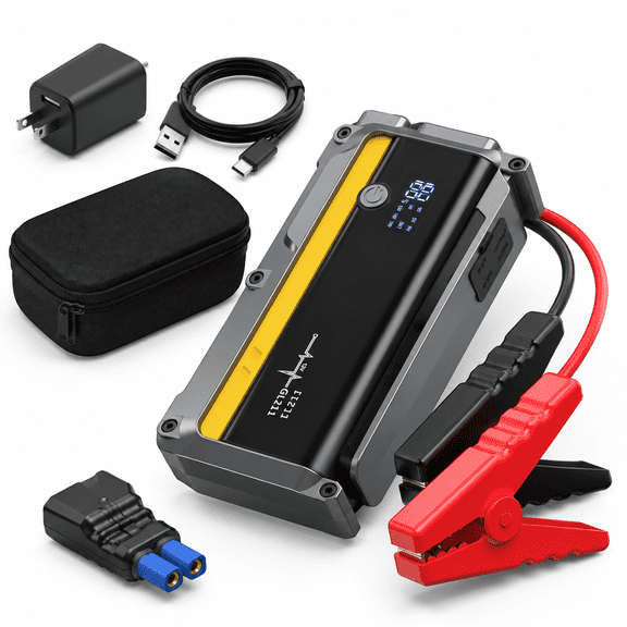 7000a Jump Starter 12v Jumper Portable Car Booster Box Pack For All Gas & 12.0lsel With 800 Lumen Flashlight And Cables