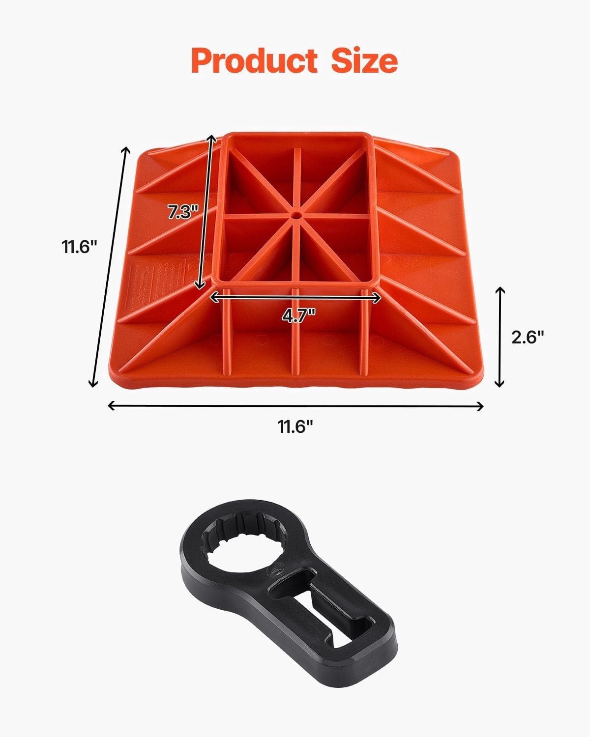 7000lbs High Lift Jack Ground Base Plate & Handle Storage, Large 11.6 Inch Square Anti-Sink Support Stand, Universal Fit for Off-Road Recovery and Agricultural Jacks - Red