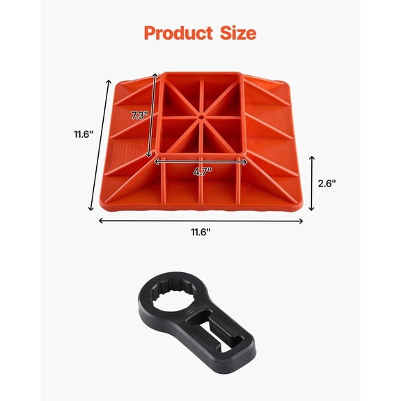 7000lbs High Lift Jack Ground Base Plate & Handle Storage, Large 11.6 Inch Square Anti-Sink Support Stand, Universal Fit for Off-Road Recovery and Agricultural Jacks - Red