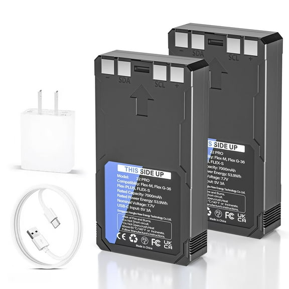 2Pack Battery Compatible with Li--T 22 Pro Battery, Hunting Battery for Cellular Trail Camera Flex-M, Flex-S, Flex-G36 , Flex-Plus with Type-C Cable