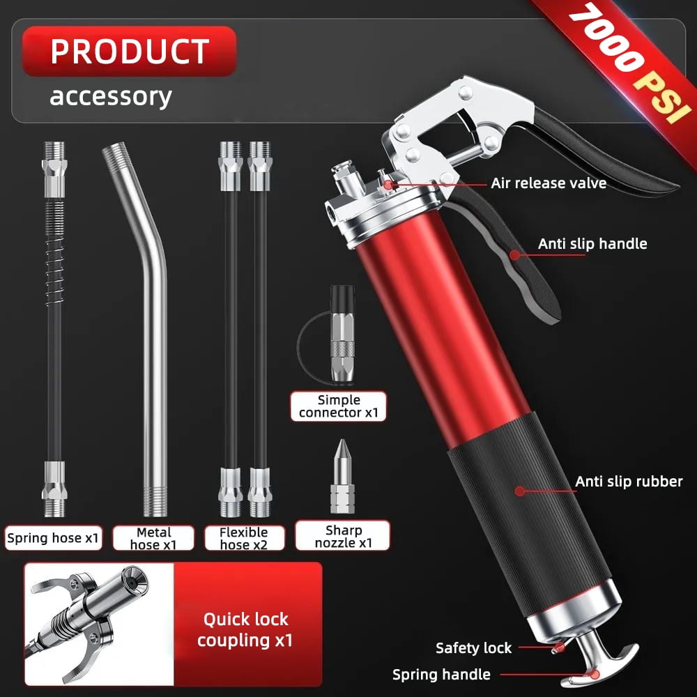 7000psi oil grease gun Kit manual pistol grip highpressure pumping