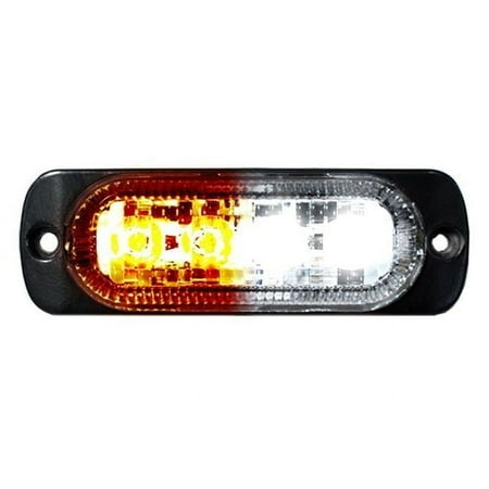 70014WA 4-LED Ultra Slim Bolt-on Mount 19-Flash Pattern Amber-White LED Strobe Light