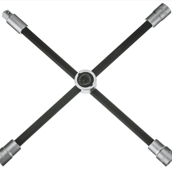 70092 - 4-Way Sliding Lug Wrench - Adjustable Sliding Lug Wrench Gives Superior Leverage - Collapses for Convenient Storage