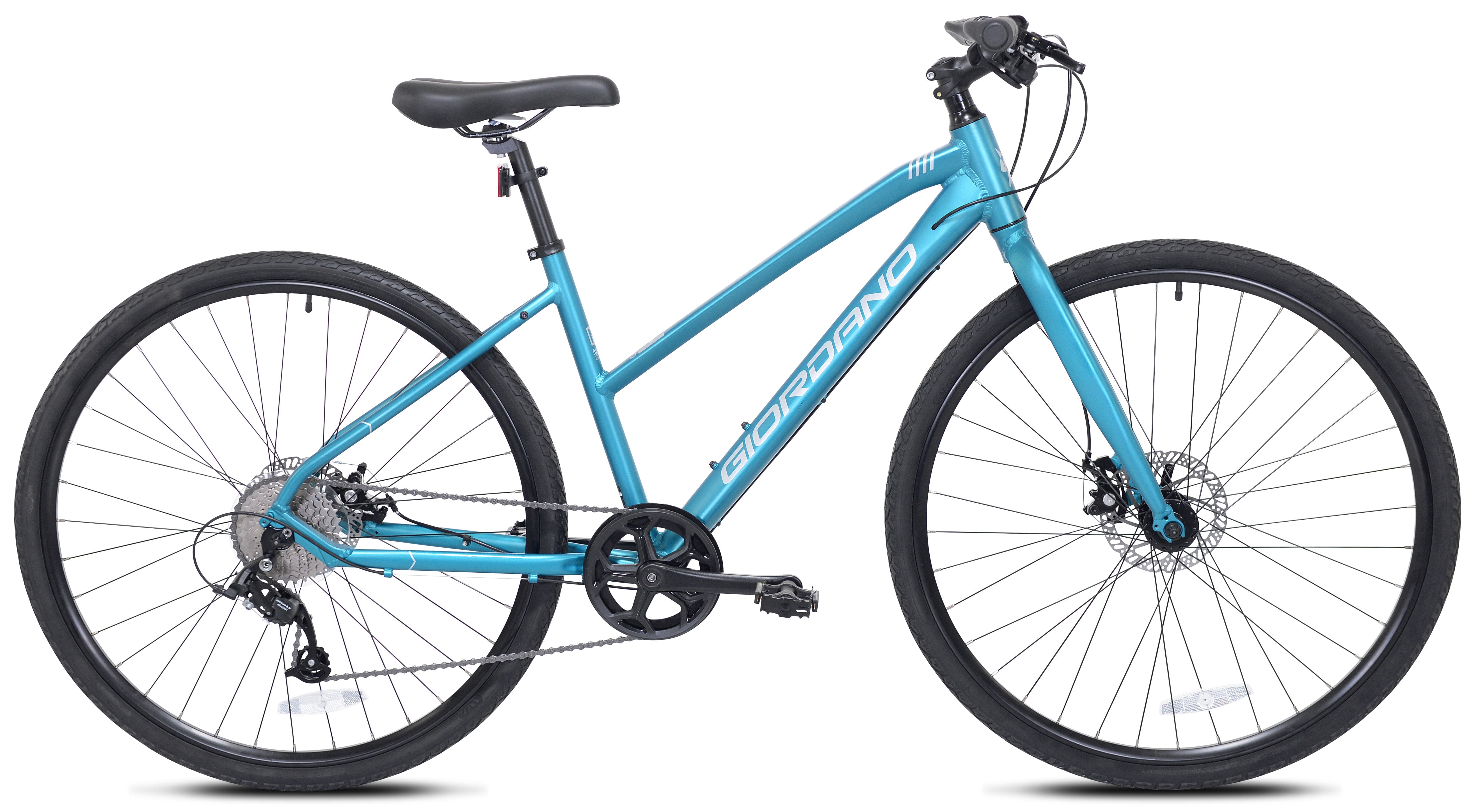 700C Giordano H2 Hybrid Adult Bicycle, Medium Frame Fits Rider 5'3" - 5'8", Unisex, Teal