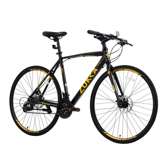 700C Hybrid Road Bike, 24 Speed Adult City Commuter Bike with Double Disc Brakes and Aluminum Lightweight Frame for Men, Women