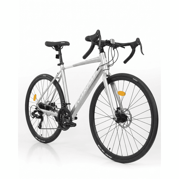 700C Road Bike 16 Speed, Sport Bike Performance Aluminum Road Bike, City Commuter Bicycle with Dual Disc Brakes, Lightweight Racing Bicycle for Men &Women, Silver