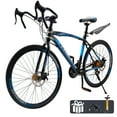 thumbnail image 1 of 700C Wheel Commuter Bicycle, 27 Speed Road Bike with Dual Disc Brakes for Men and Women, Adult Faster Racing Bike (Blue, Red, Blue, White), 1 of 12