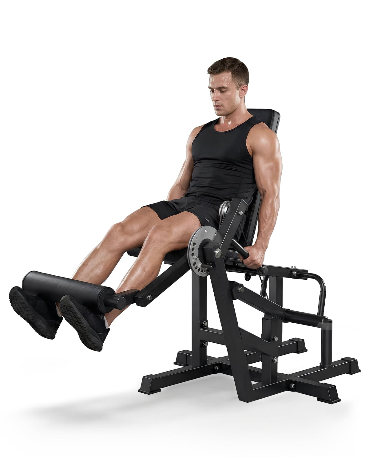 700LB Leg Extension & Wave Machine for Home Gym–Adjustable Seated & Lying Leg Developer Bench–Multi-Functional Lower Body Strength Training Equipment–Compatible with 1" & 2" Weight Plates–Black