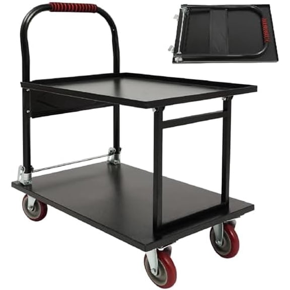700LBS Foldable Cart with Wheels, Heavy Duty Foldable Push Cart Dolly, Folding Platform Truck, Rolling Utility Carts Tools Push Carts for Warehouse, Garage, Workshop, Office 29" x 18.6"$$Tools