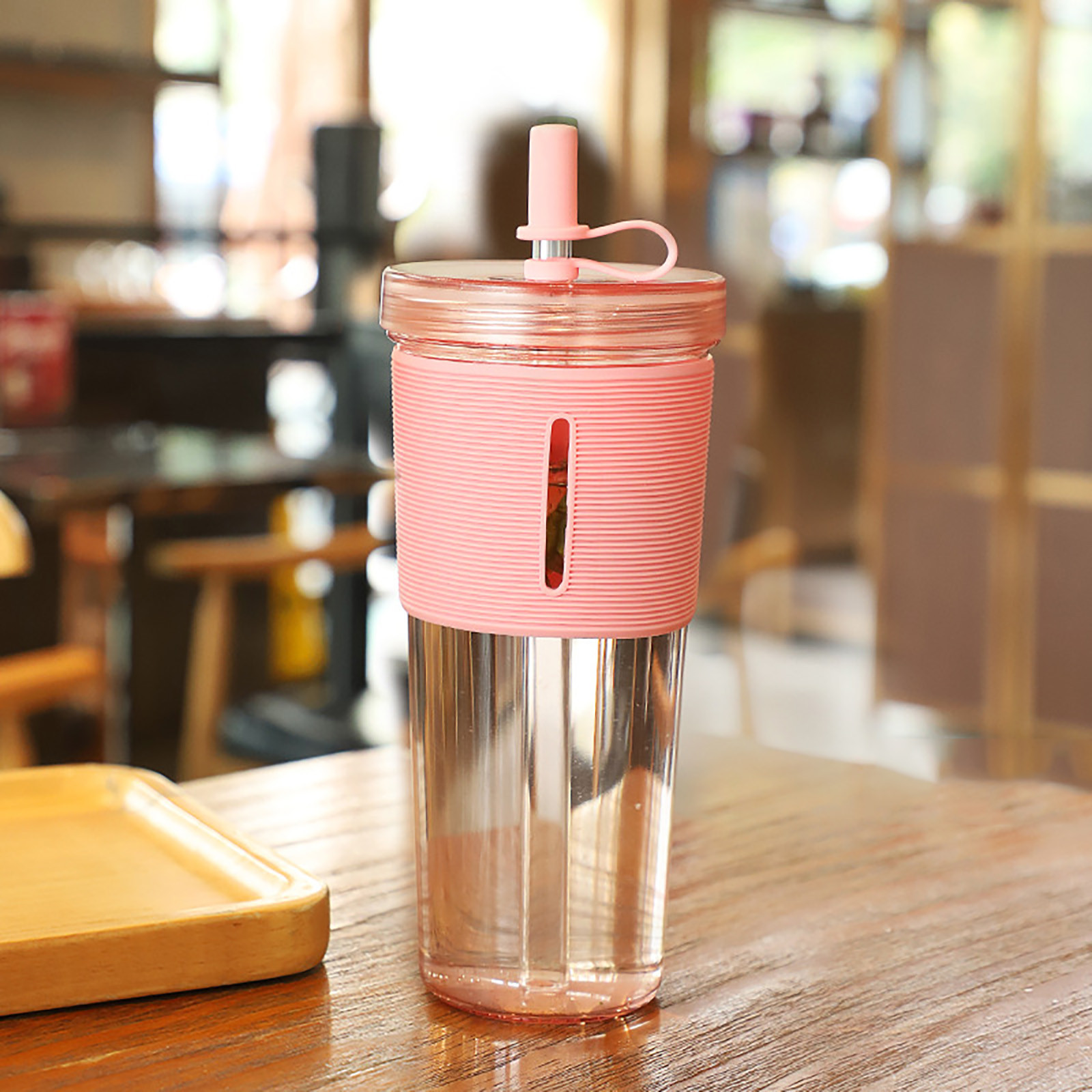 700ML Acrylic Travel Tumbler With Lid And Straw Insulated Double Wall ...