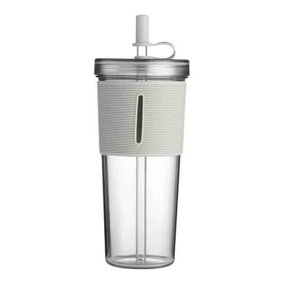 700ML Acrylic Travel Tumbler with Lid & Straw, Double Wall Insulated Reusable Cup, Clear Soft Finish