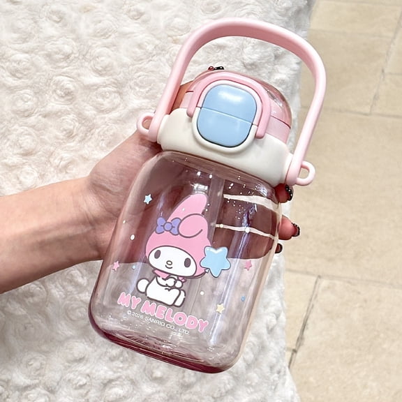 700Ml Water Cup Kuromi My Melody Large Capacity Rope Carrying Portable Cartoon Plastic Straw Kettle