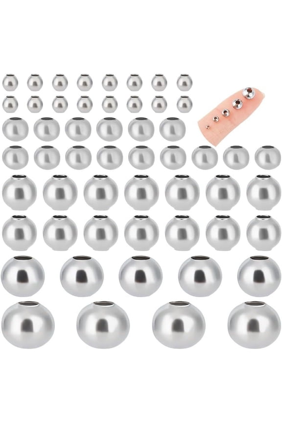 700Pcs 5 Sizes Stainless Steel Beads Round Beads 2~6mm Spacer Beads Loose Beads Metal Beads Smooth Beads Bracelet Beads Finding for DIY Necklace Jewelry Making Supplies DIY