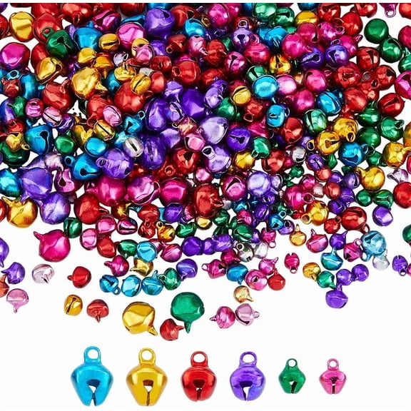 700Pcs Jingle Bells Bulk for Crafts 4 Sizes Metal Bulk Craft Bells Colorful Mini Bells Christmas Jingle Bell