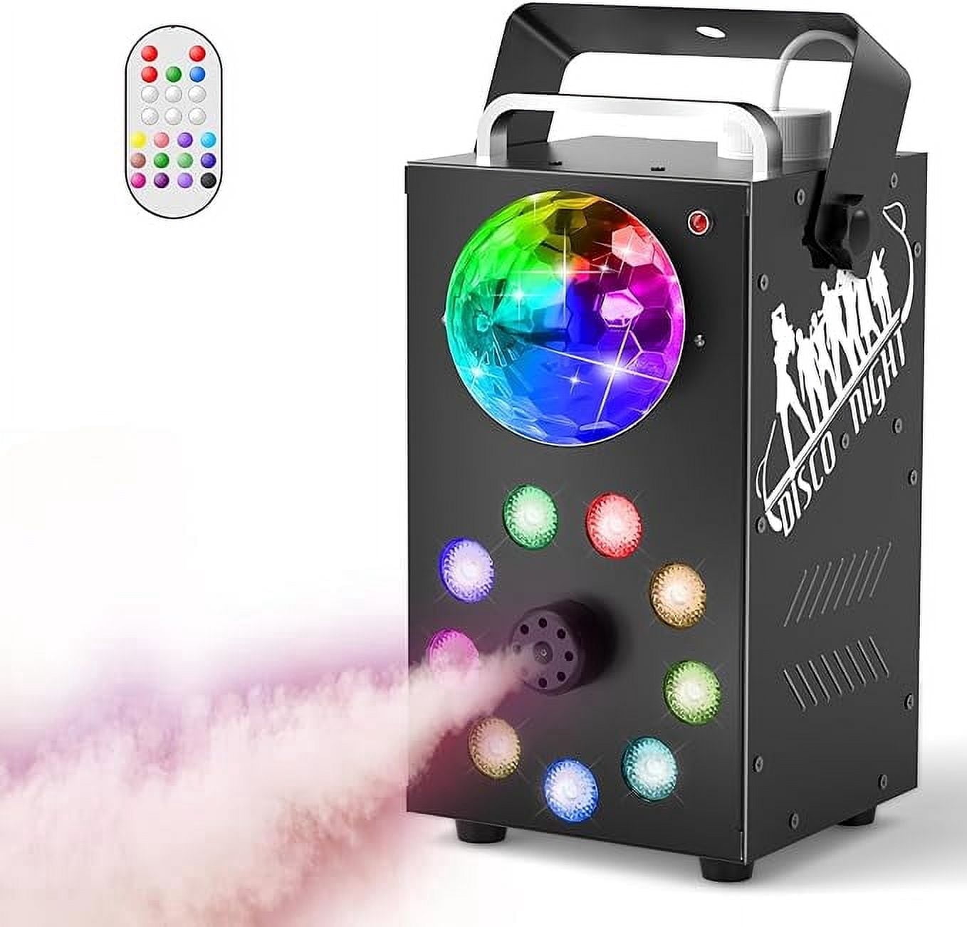 Fog Machine Smoke Machine 700W with 9 LED Disco Lights, 3500 CFM Smoke, Wireless Remote & Preheating Light for Christmas Wedding