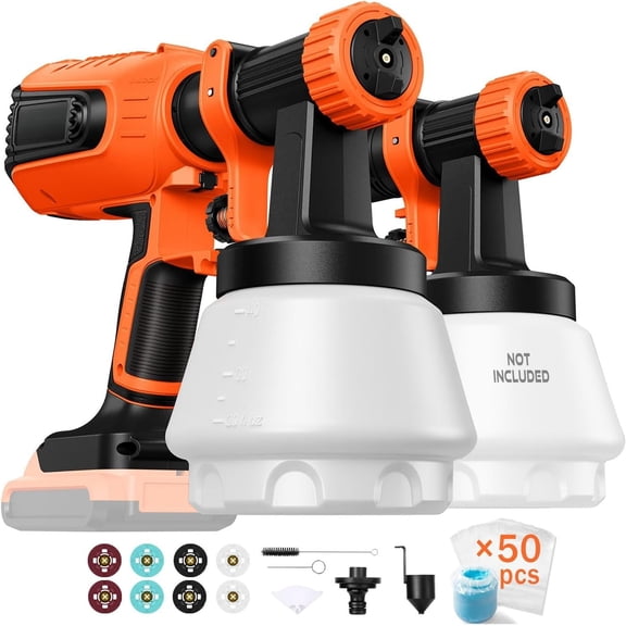 700W HVLP Sprayer with 6.56ft Heavy-Duty Cord, 1200ml Cup Detachable Dual - System for Cabinets/Furniture/Fences (DC-Orange)