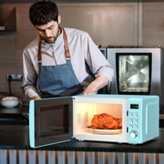700W Retro Countertop Microwave Oven, 5 Power Levels, Auto Cooking, Green