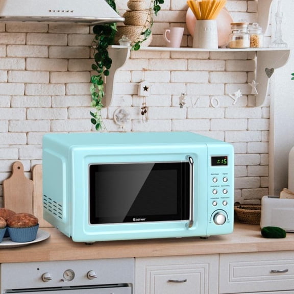 700W Retro Microwave Oven 5 Power Levels Auto Cook