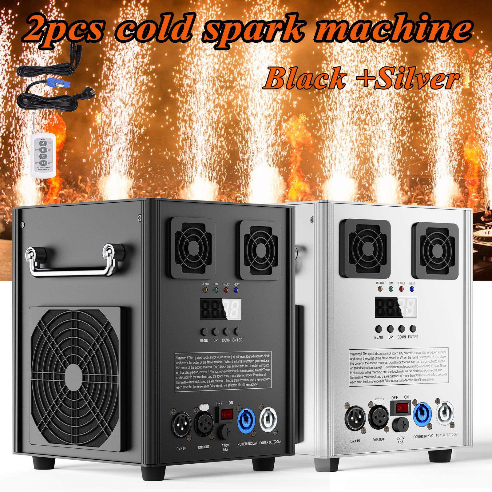 700W Spark Firework Machine,Black & Silver Stage Equipment Special Effect Machine with Wireless