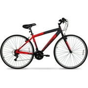 700c Hyper Bicycle Spin Fit Hybrid Bike, Adults Ages 14+ Years, Black and Red