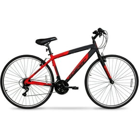 Hyper Bicycles 700c Men's Spin Fit Hybrid Bike, Adults Ages 14+, Black/Red