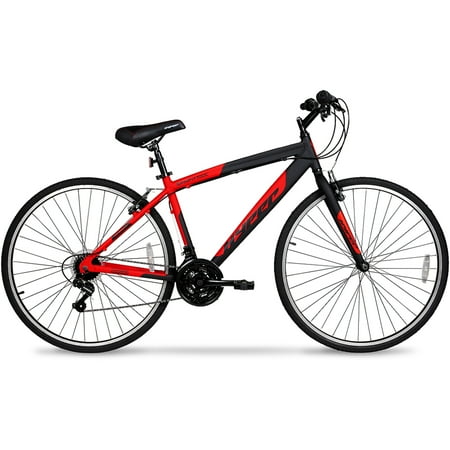 700c Hyper SpinFit Men's Red Hybrid Bike with 21-Speed Shifters