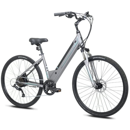 700c Kent Bicycles 350W Adult Pedal Assist Step-Through Comfort Electric Bicycle, Gray