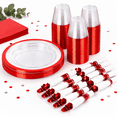 Ruby Ware Warehouse 700clear Red Plastic Plates Disposable Dinnerware For 100 Guests ...