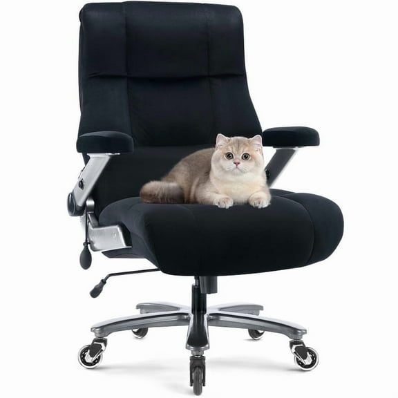 700lbs Big and Tall Office Chair with 3D Flip-up Armrests, Fabric High Back Executive Computer Chair, Upholstered Ergonomic Task Desk Chair with Adjustable Lumbar Support, Smooth Rubber Wheels