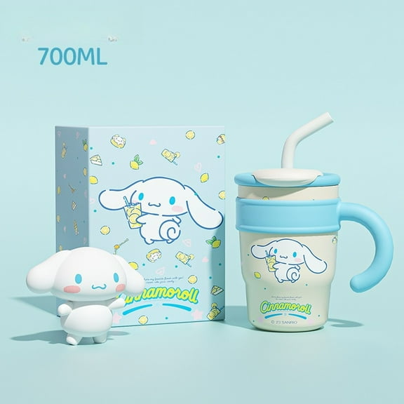 700ml 1200ml KT Cat My Melody Cinnamoroll Stainless Steel 316 Giant Insulated Mug Straw Cup Double-drinking Cup Outdoor Ice Retention Cup Car-mounted Thermos Cup