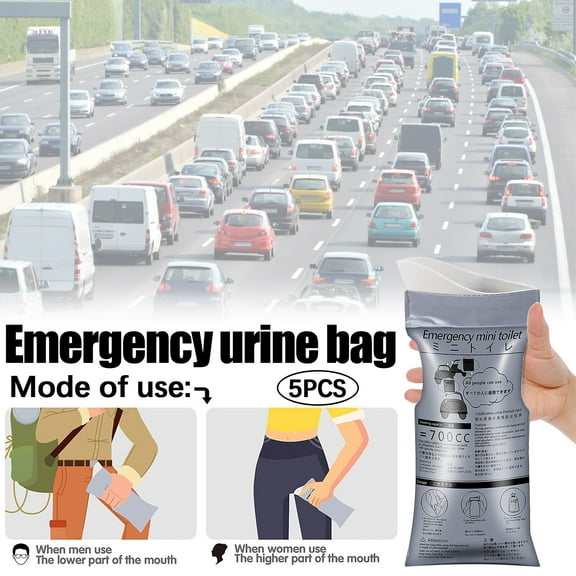 700ml Disposable Emergency Urine Bag with Quick-Gel Solidifier and Leak-Proof Seal, Travel Car Sickness Vomit Bag for Road Trips Traffic Jams Camping Public Restroom Backup