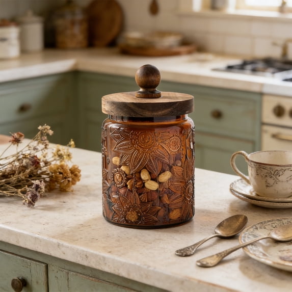 700ml Glass Storage Jar With Lid – Colored High Borosilicate Food Container, Airtight Kitchen Canister For Snacks, Tea, Dry Goods, Countertop Organization