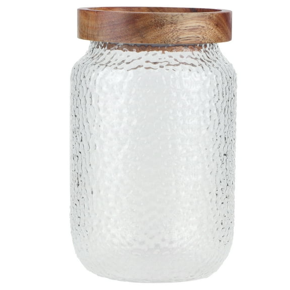 700ml Glass Storage Jar with Airtight Wood Lid, Wide Mouth Kitchen Canister