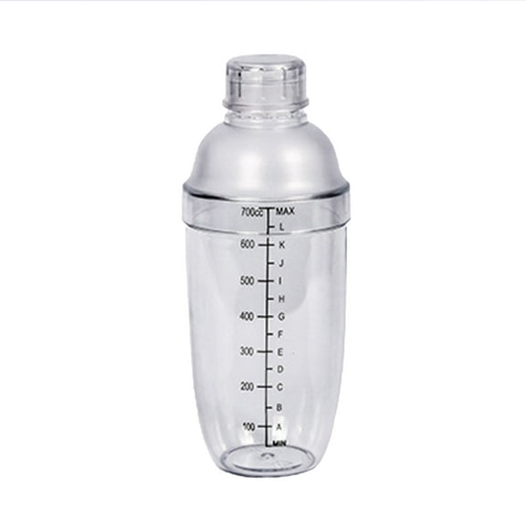 700ml Hand Shake Cup Cocktail Shaker Transparent Mixer Cup Clear Bar Shaker Wine Milk Tea Shaker Cup with Scale (White)