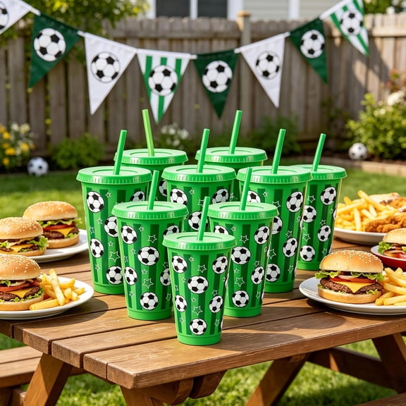 700ml Multicolor Plastic Football Water Cup 18x10x6cm Reusable Party Cup