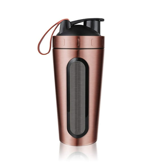700ml Protein Shaker Bottles Stainless Steel Water Bottle Gym Fitness Outdoor Training Drink Powder Milk Mixer Water Bottle (700ML,Gold)