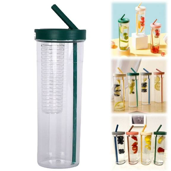 700ml Reusable Wide Mouth Water Bottle W/Straw - Bpa Free Travel Drinking Jug Leakproof for Juice Iced Coffee, C, PRYESS