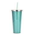 thumbnail image 1 of 700ml reusable cold water cup plastic cup, double-layer shiny drink cup with lid and straw, 1 of 5