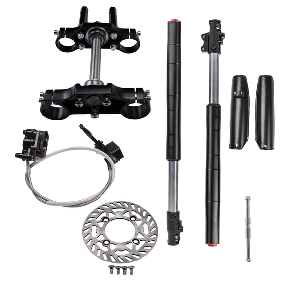 700mm Dirt Bike Front Forks Upside Down Assembly Triple Tree Clamp with Front Disc Rotor, Disc Caliper Cylinder, Wheel Rim Axle for Pit Pro Procket Bike Offroad Motorcycle SSR SDG Apollp 110cc-140cc