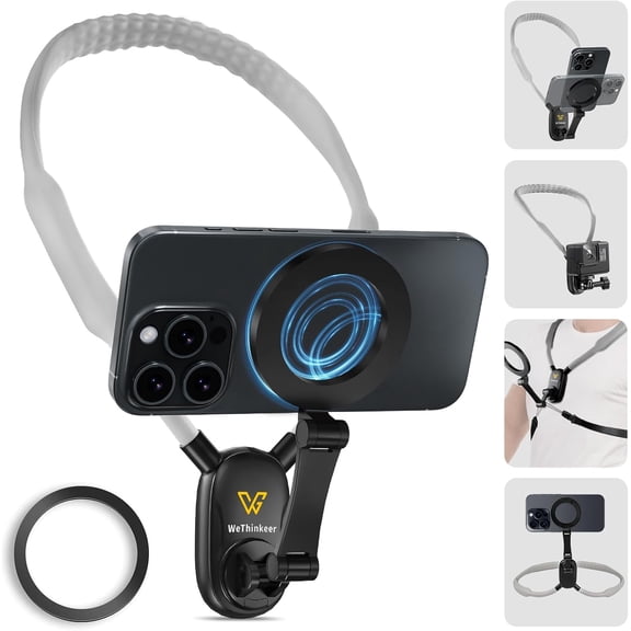 700mm Extended Neck Phone Holder, Hands-Free Magnetic Mount for Vlogging & POV, Longer Than 600mm Comfort Wider Angles, Fits iPhone Android GoPro etc.