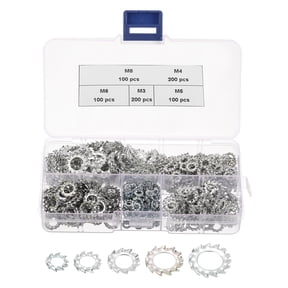 700pack External Tooth Star Lock Washers Assortment Kit - Carbon Steel