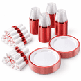 Ruby Ware Warehouse 700r Red Plastic Dinnerware Sets For Party 100 Guests - Walmart.com