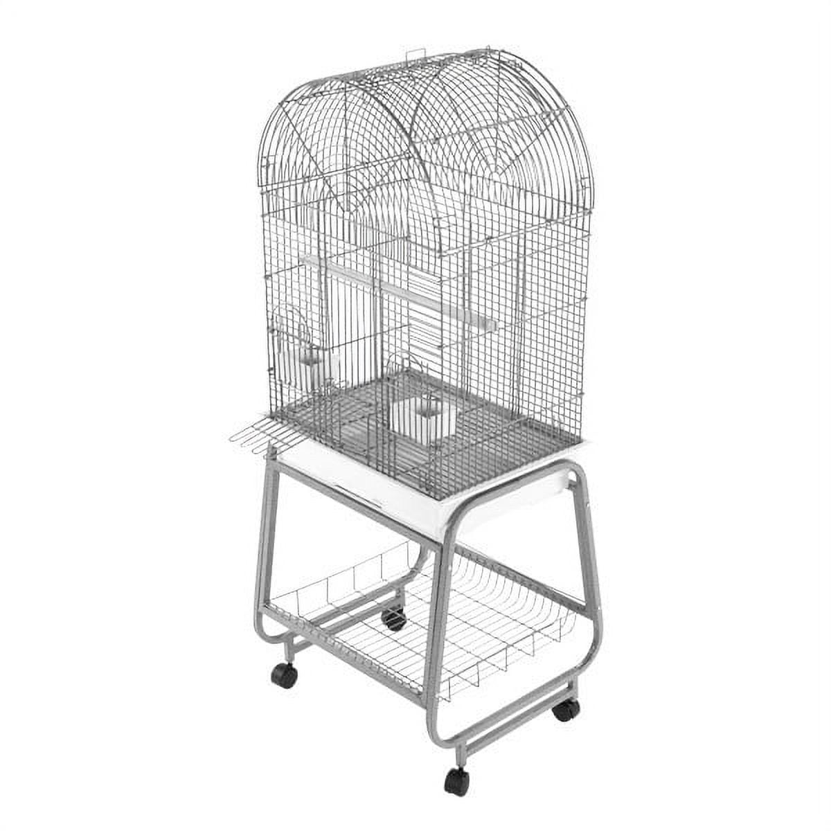 Black Dome Top Bird Cage with Metal Stand and Plastic Base