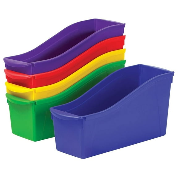 70105U06C Interlocking Book Bins, 4 3/4 x 12 5/8 x 7, 5 Color Set, Plastic