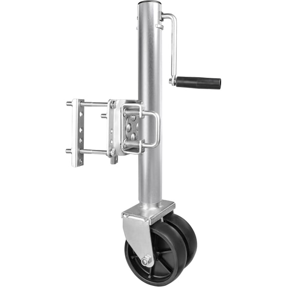 70149 Trailer Jack with 11-1/2" Lift, Swing-Back Design, Side Wind Handle & Dual 6" Wheels 1500 lbs Capacity, Bolt-On for Utility & Boat Trailers