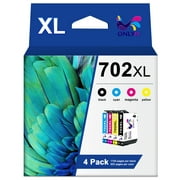 702 702XL 4 Pack Ink Cartridges Replacement for Epson 702 XL 702XL T702XL to Use with Workforce Pro WF-3720 WF-3730 WF-3733 Printer New Upgraded Chip