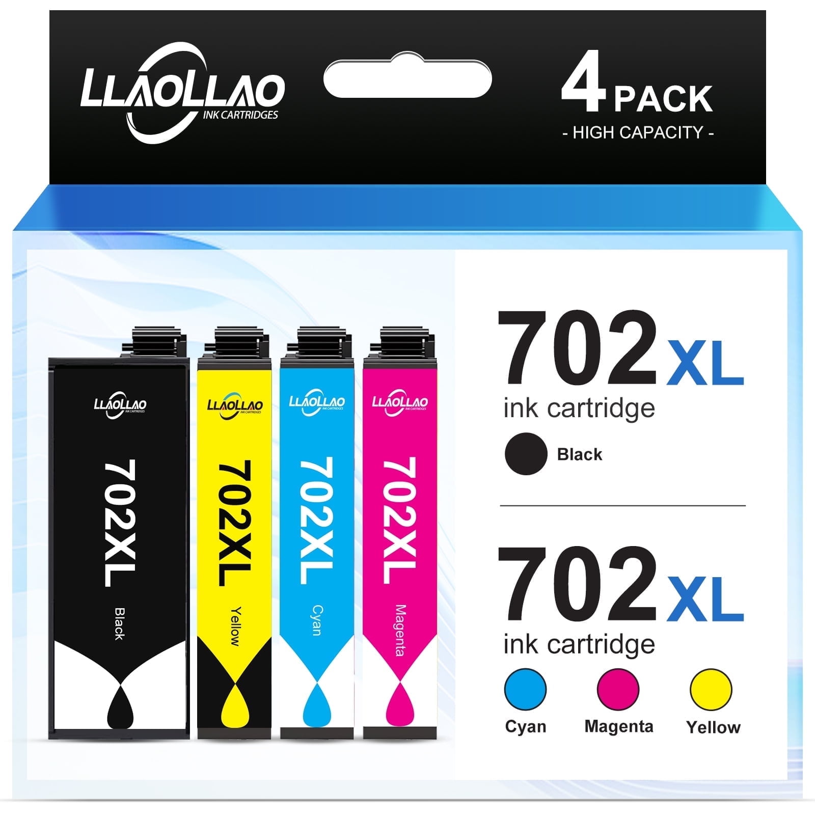 702 Ink Cartridges for printers Ink 702XL T702XL for Epson Ink Workforce Pro WF-3720 WF-3730 WF-3733 Printer (4 Pack) compatible