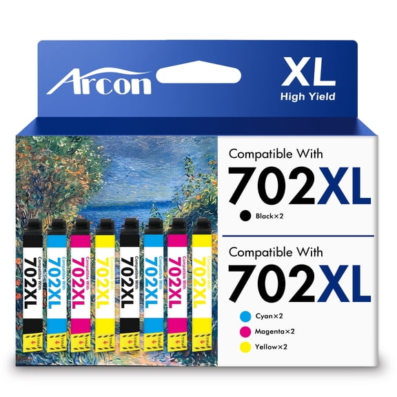 702XL Ink Cartridges Replacement for Epson 702 Ink, Printer Ink 702XL Compatible for Epson Ink 702 XL for Workforce Pro WF-3720 WF-3730 WF-3733 WF-3725 (8 Pack)